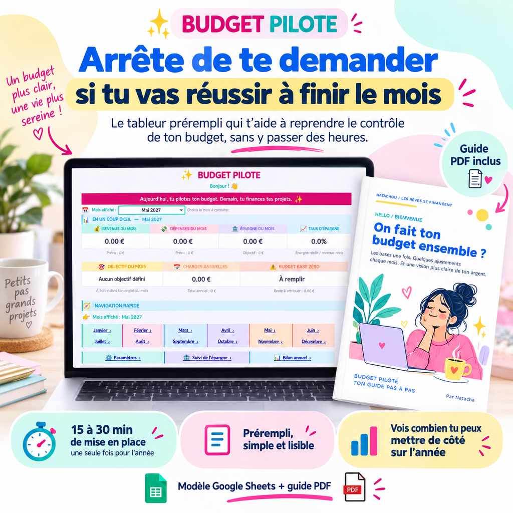 Budget Pilote, tableur prérempli et guide PDF pour anticiper son budget